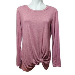 Yidarton twist front shirt heathered mauve long sleeve medium